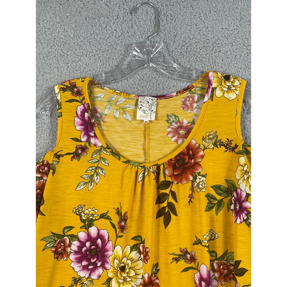Naif Womens Size M Peak Shoulder Yellow Floral Blouse - Picture 4 of 7